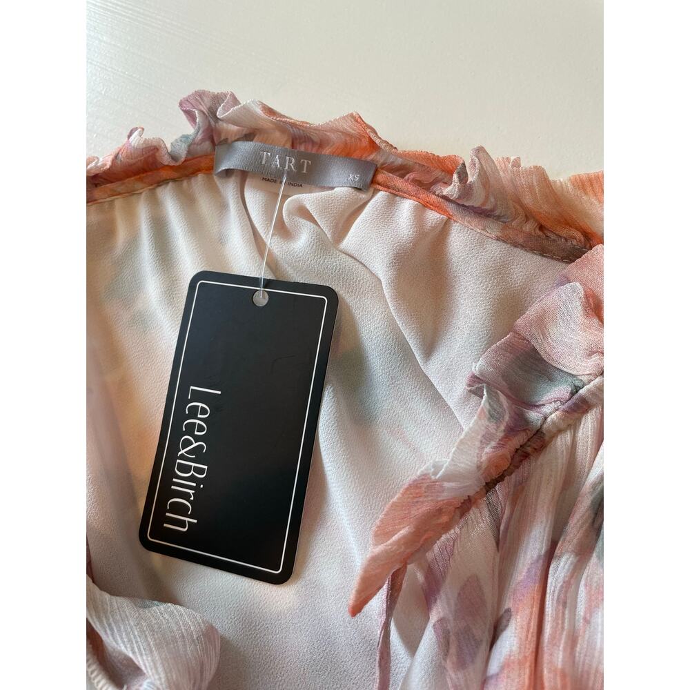 Tart Mini Dress NWT Sz XS Pippa Brushstroke Petals Ruffled Neck Tiered Fairycore - Picture 4 of 14